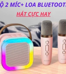 Loa bluetooth mini karaoke kèm 2 mic K12 Không dây (T40) (Cái)