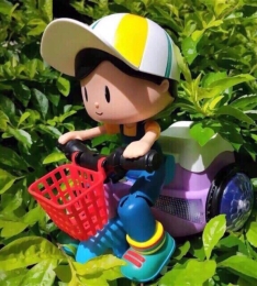 Bộ đồ chơi em bé đạp xe quay nhạc xoay 360 độ cute
