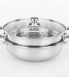 NỒI HẤP 2 TẦNG ĐA NĂNG STEAM POT(nồi inox màu trắng) (T30)	