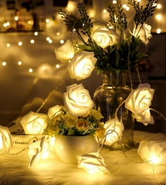 Bộ đèn led 12-20 bông hoa hồng kết thành dây dài 3m tuyệt đẹp trang trí nhà cửa, tiệc cưới, giáng si