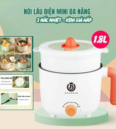 CA LẨU chữ C Shanban 18cm màu trắng xanh kèm vỉ hấp (T36) (Cái)