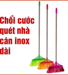 Chổi cước nhựa quét nước quét nhà vệ sinh cán inox loại 1 (T100) (Cái)