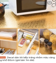 DECAL DÁN LÓT BẾP TRÁNG NHÔM MÀU VÀNG SANG TRỌNG