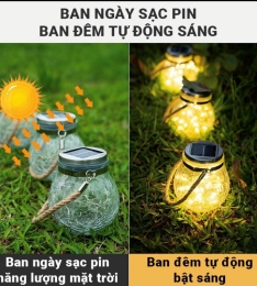 Đèn LED trang trí lọ thuỷ tinh năng lượng mặt trời (T16) (Cái)