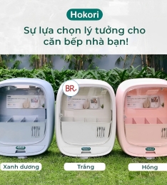 Hộp đựng đũa thìa dán tường Hokori có chia ngăn và nắp đậy chống bụi MS6788 (T1)