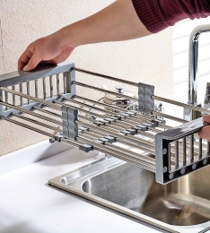 Kệ úp bát đĩa gác bồn rửa bát bằng inox cao cấp kéo rút thông minh phù hợp với mọi loại bồn rửa giá 