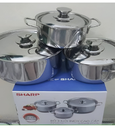 BỘ 3 NỒI INOX CAO CẤP QUÀ TẶNG CỦA SHARP 