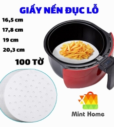 Sét 1 gói 100 tờ giấy nến đục lỗ cho nồi chiên không dầu, nồi hấp, nướng đa dụng