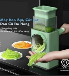 Máy thái, nạo, xay, nghiền rau củ để bàn cầm tay đa năng 4in1 kép đôi(có tay xay: màu xanh) (T48) (C