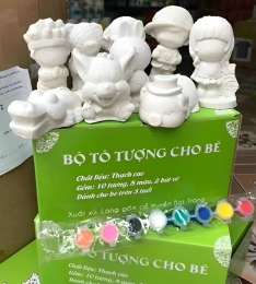 SÉT 10 CÁI TƯỢNG -8 MÀU- 2 Bút vẽ THẠCH CAO CHO BÉ (T12) (Sét)