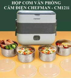 Lunchbox: Hộp cơm cắm điện xuất Nhật 2 tầng 4 bát inox có chức năng giữ nhiệt, hâm nóng và tự nấu(T30)