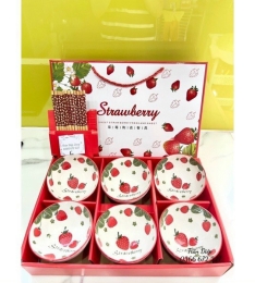 Strawberry 6 bát: Bộ 6 chén họa tiết dễ thương cao cấp kèm 6 đũa hàng có hộp (T24) (Sét)